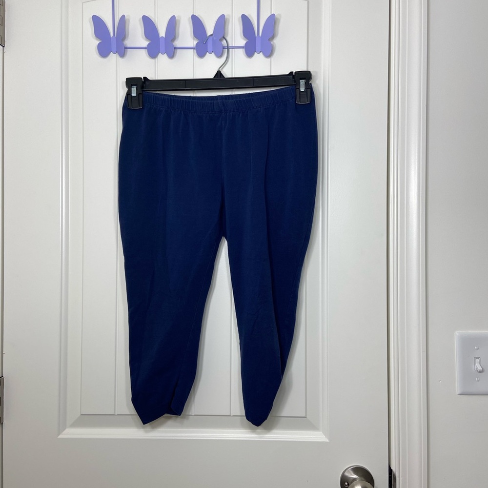 EUC WDNY women’s navy blue capri‎ cotton stretch cinched hem leggings medium
